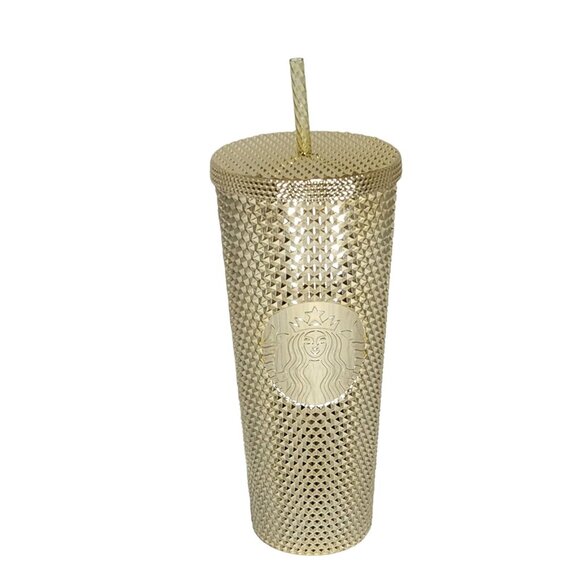 Starbucks Other - Starbucks Holiday 2022 Gold Bling Studded Venti 24 oz Cold Cup Tumbler w/ Straw